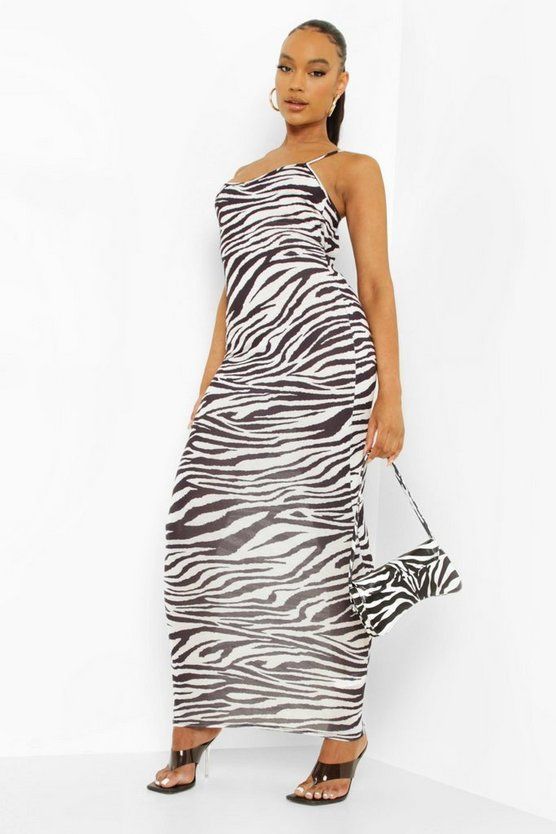 Zebra Print Strappy Maxi Dress | Boohoo.com (US & CA)