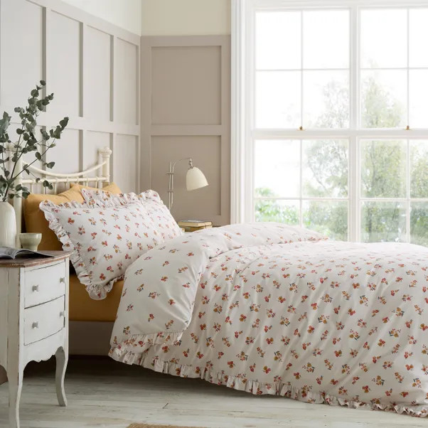 Catherine Lansfield Frill Ditsy Floral Duvet Cover and Pillowcase Set | Dunelm (migrated)