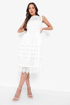 Boutique  Lace Midi Skater Dress | Boohoo.com (US & CA)