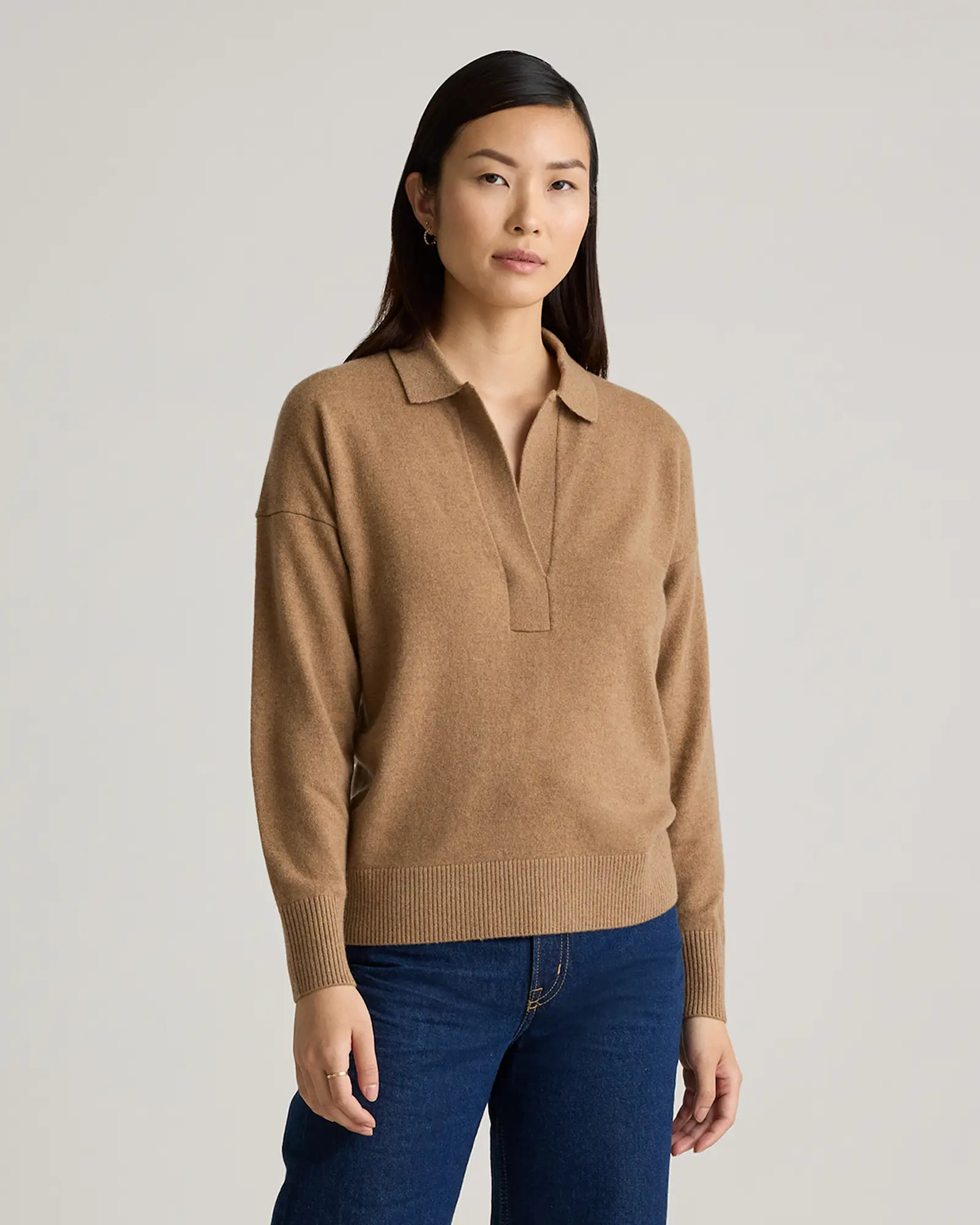 Mongolian Cashmere Polo Sweater in Teak | Quince