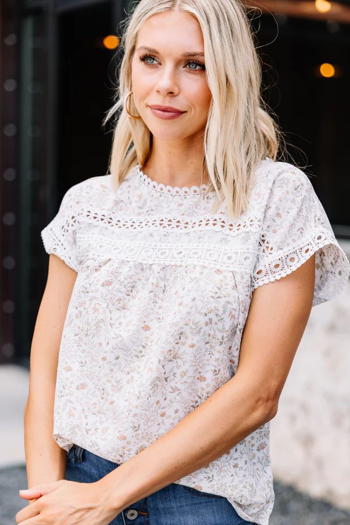 Live In Love White Ditsy Floral Blouse | The Mint Julep Boutique