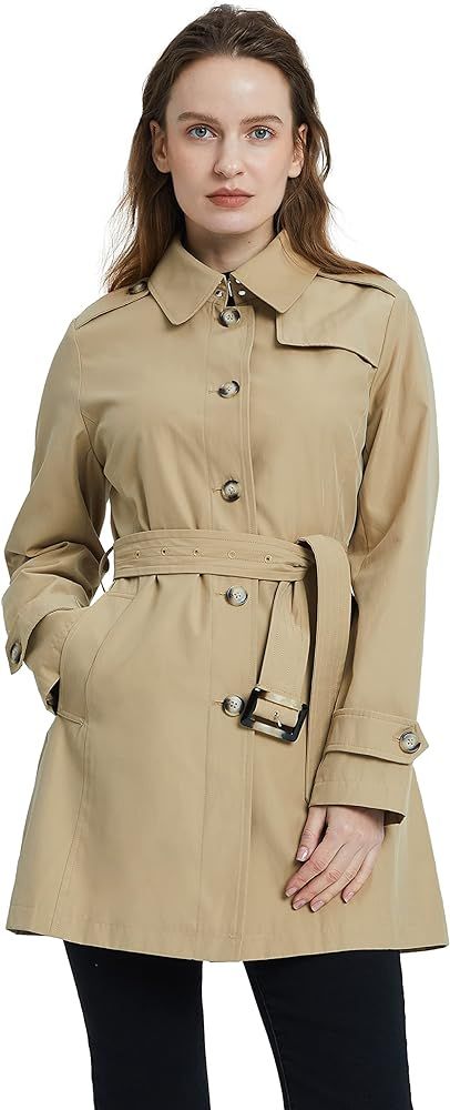 Orolay Women's Belted Trench Coat Windproof Classic Overcoat Slim Outdoor Jackets with Wide Lapel | Amazon (US)