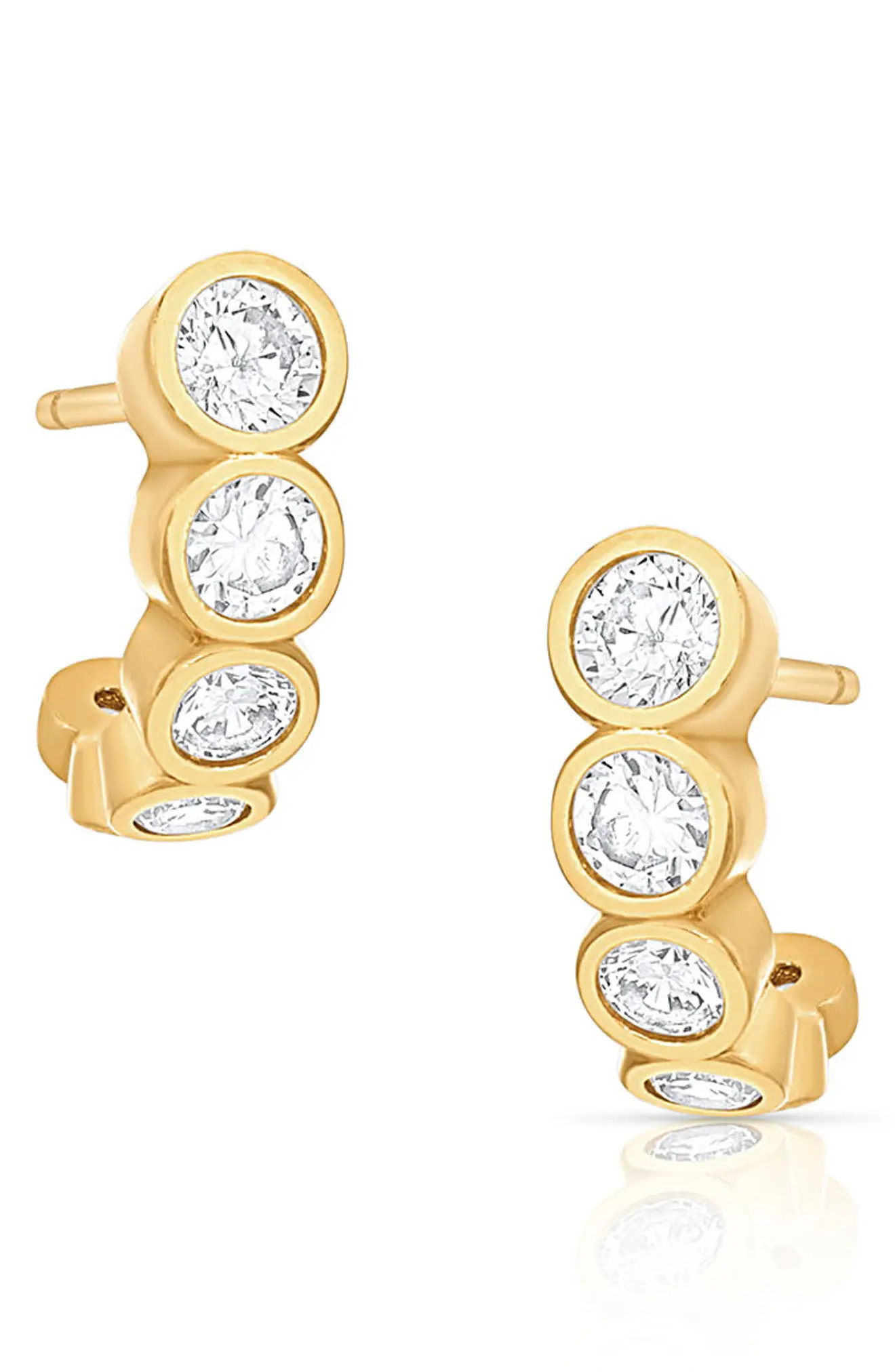 THATCH Astrid Cubic Zirconia Hoop Earrings in 14K Gold Plated at Nordstrom | Nordstrom