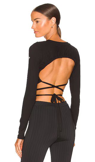 Ribbed Wrap It Up Top in Black | Revolve Clothing (Global)