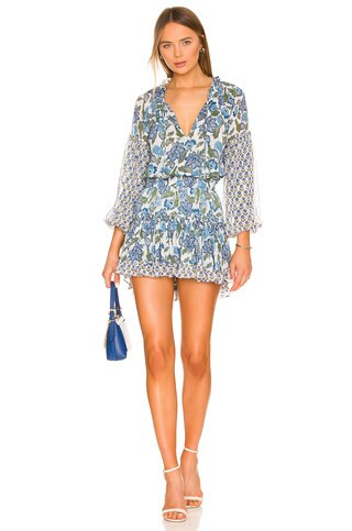 MISA Los Angeles Elisabetta Dress in Flora Azulia and Pura Vida from Revolve.com | Revolve Clothing (Global)