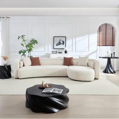 Curved Modular Sectional Sofa with Boucle Upholstery | Wayfair North America