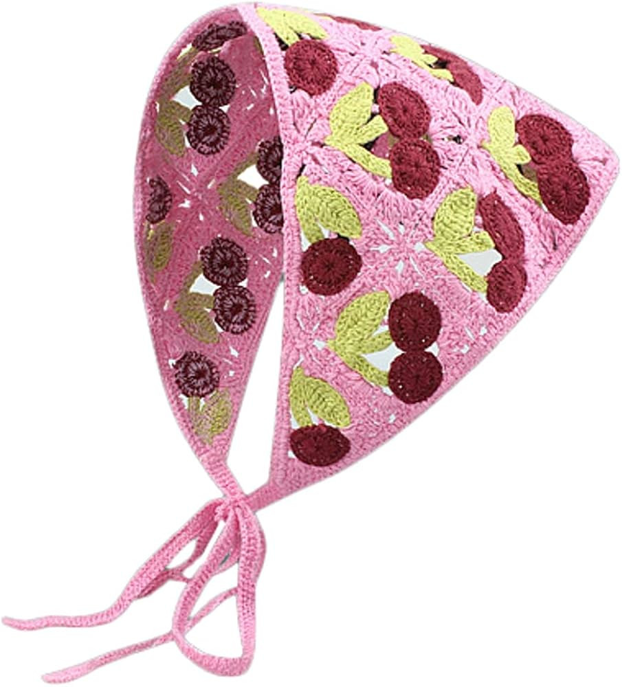 Solyinne Women's Crochet Head Kerchief Knitted Hair Scarf Headwrap for Women Girls Floral Fruits ... | Amazon (US)