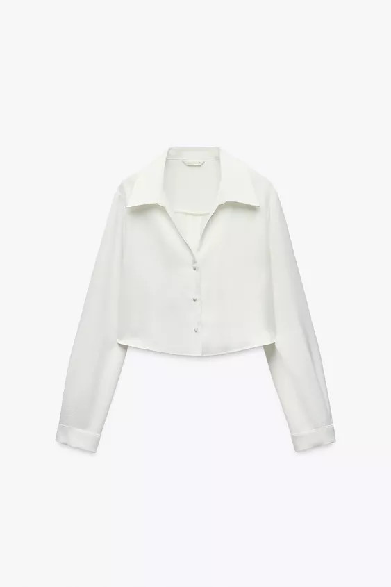 SATIN EFFECT CROPPED SHIRT | Zara US
