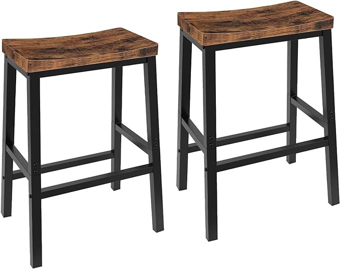 HOOBRO Bar Stools, Set of 2 Bar Chairs, 23.6 Inch Saddle Stools, Kitchen Counter Stools with Foot... | Amazon (US)