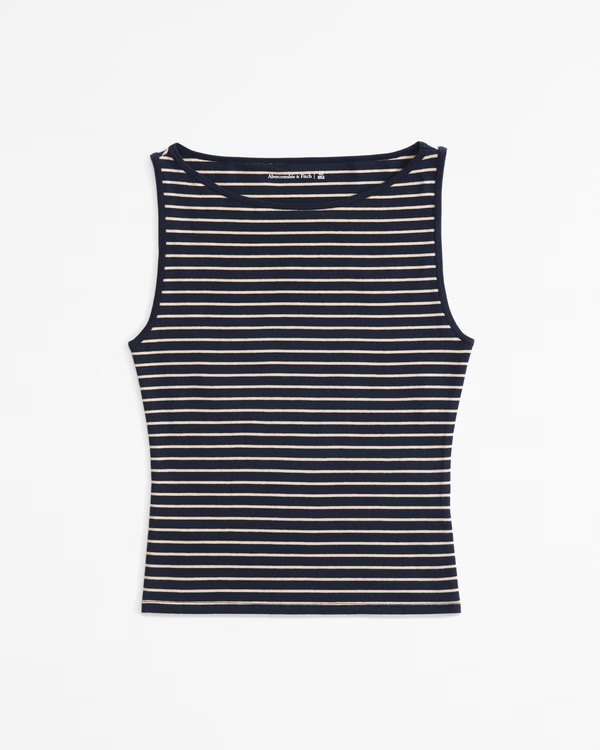 Cotton-Blend Seamless Fabric Boatneck Top | Abercrombie & Fitch (US)