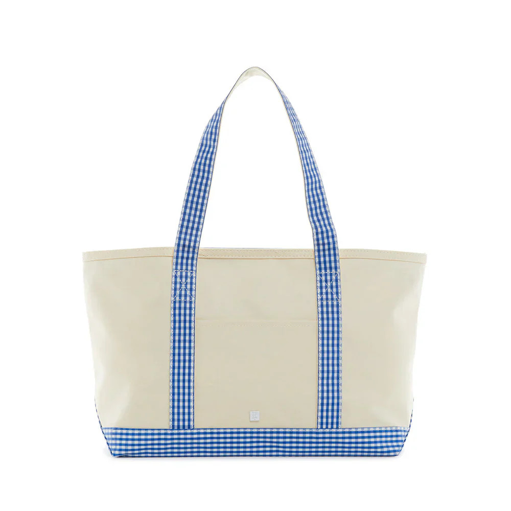 Gingham Royal Trim Medium Tote | Morrow and Main