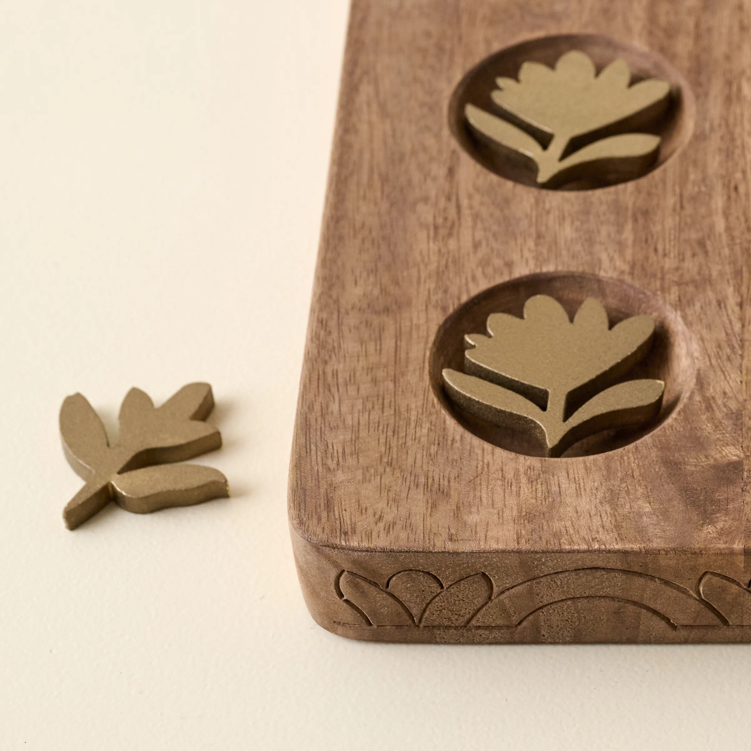 Hand Carved Wood Floral Tic Tac Toe | Magnolia
