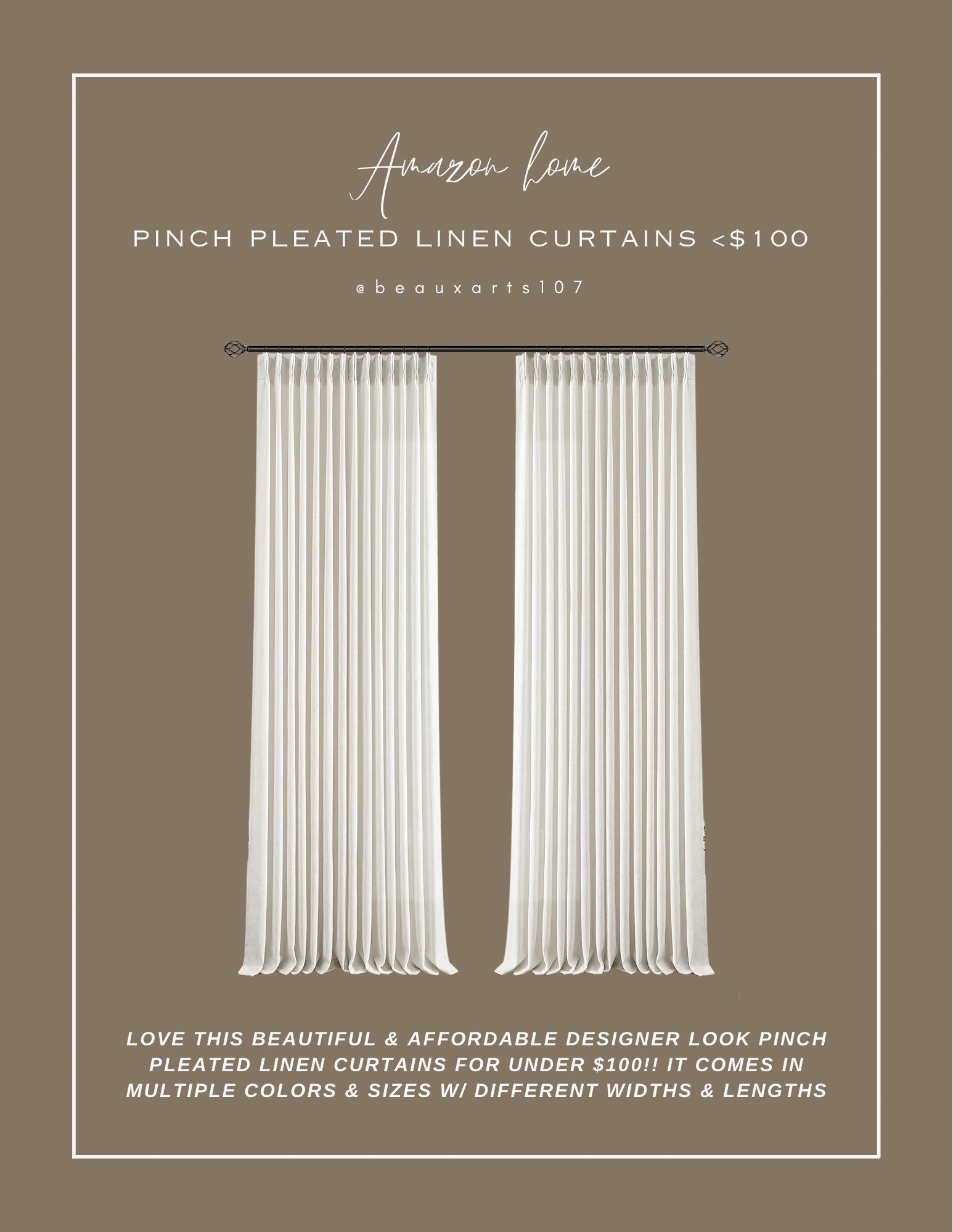 Get beautiful high end designer look pinch pleat linen curtains for under $100! Comes in multiple colors and varying length and width sizes!!

#LTKSaleAlert #LTKFindsUnder100 #LTKHome