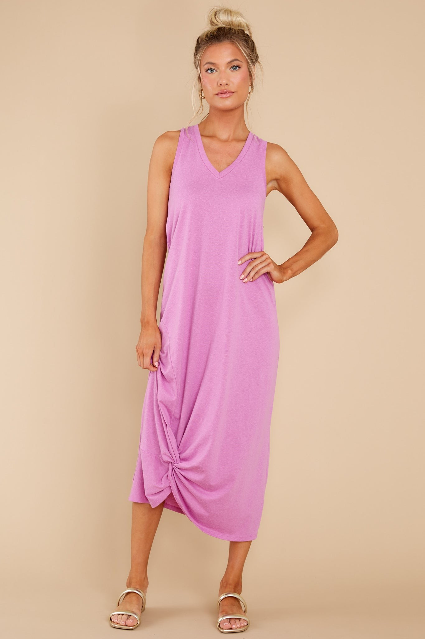 Reverie Wild Dahlia Knot Triblend Dress | Red Dress 