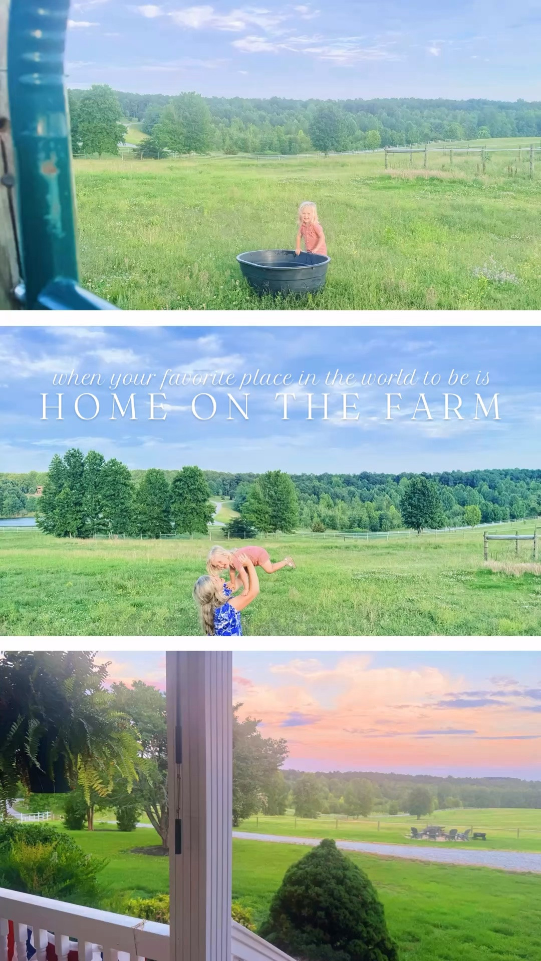 When  H O M E  on the farm is your most favorite place to be 🫶🏽🤠🚜🌳🌿☀️ What a gift it is getting to raise our babies 👶🏼 on this slice of heaven, @wesmabry !! 🌾🧺🫶🏽 #summeronthefarm #farmsweetfarm #homesweethome #frontporchlookingin #favoriteplacetobeisonthefarm 

Absolutely nothing beats summer nights out on the farm - exploring the pastures 🌳, biking down the hill 🚲, and playing by the barn!🐴 And was literally JUST telling a friend this today 🤭 between my babies 👶🏼, the chickens 🐓, and our big happy garden 🪴- HOME here on the farm is truly my favorite place in the world and I truly would pick it over anything else! 🌎 My literal dream 💭come to LIFE 😍 - no better feeling than home being the place you never want to leave!!! 🏡 And sunset hour 🌅 looking out our front porch 🌾 is just unmatched, y’all! 🫶🏽 I will never get over this view!! 🌿
