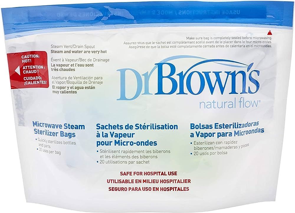 Dr. Brown's Microwave Steam Sterilizer Bags for Baby Bottles, Nipples, Bottle Parts, Pacifiers, T... | Amazon (US)