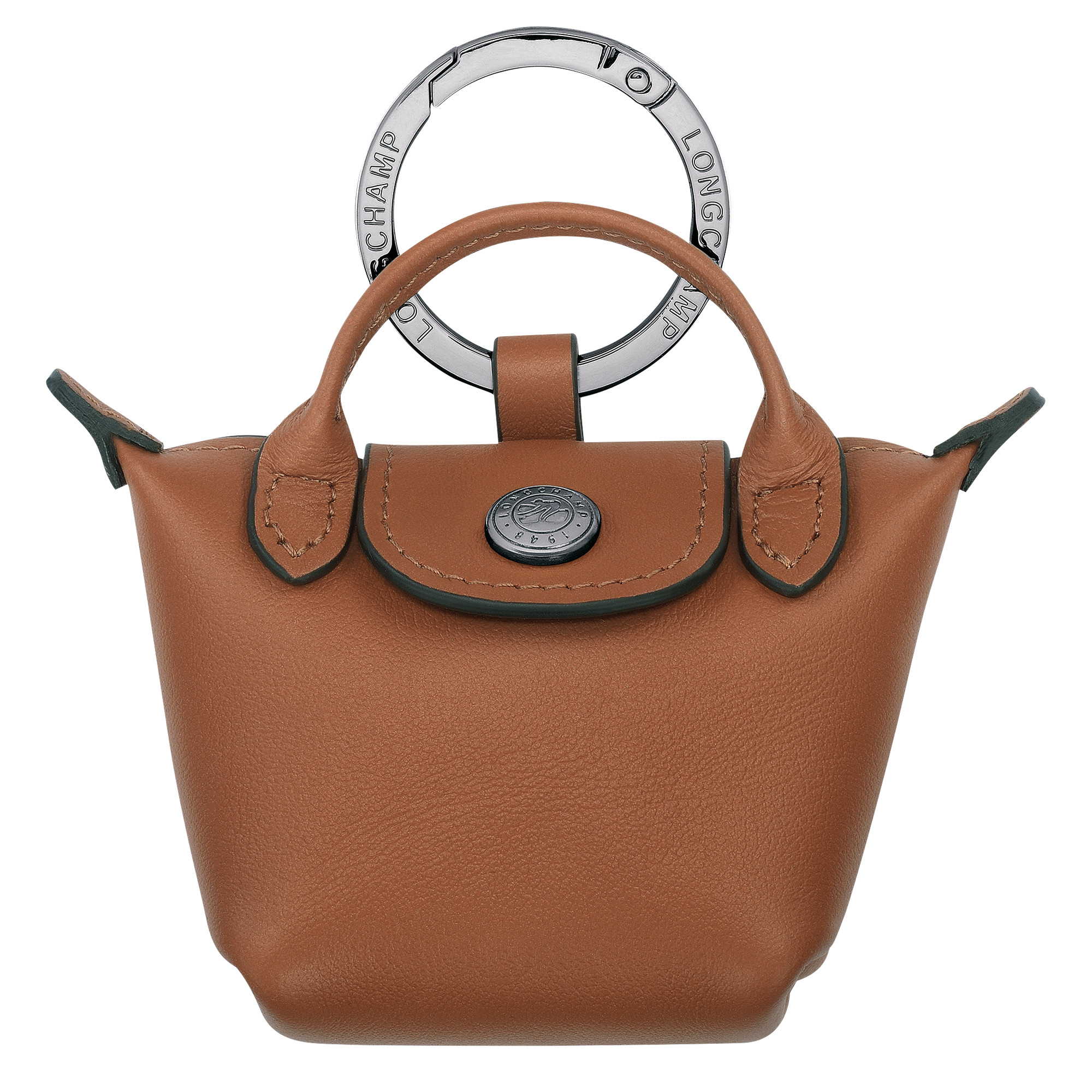Le Pliage Xtra Key ring Cognac - Leather | Longchamp US | Longchamp