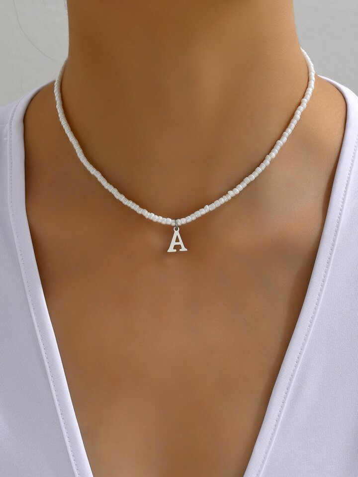 1 stuk 26 Lettershanger Wit Kraal Vakantie Stijl: Kettingen | SHEIN