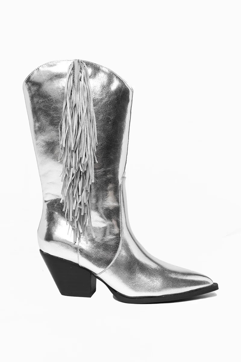 Andi Fringe Boot - Silver | BuddyLove