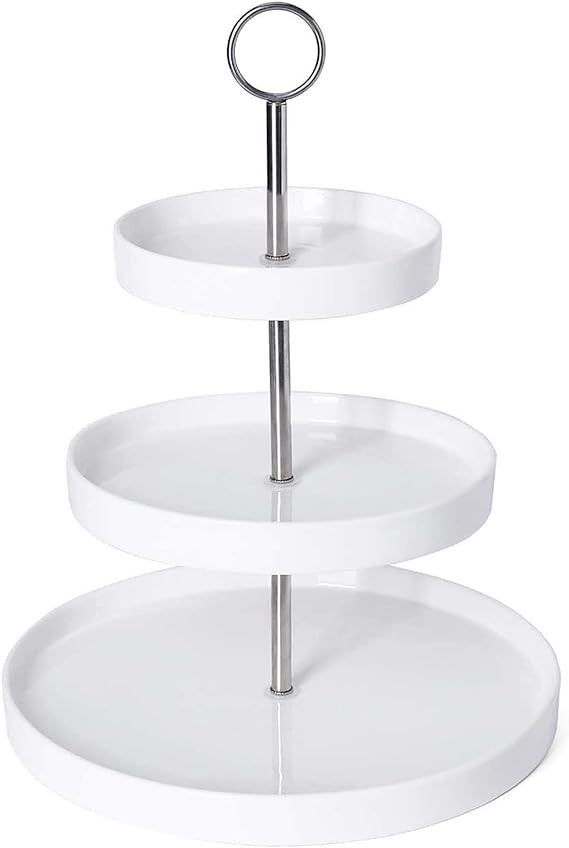 Sweese 734.101 3-Tier Porcelain Cupcake Stand, Tiered Dessert Stand, Cake Stand - White Porcelain... | Amazon (US)