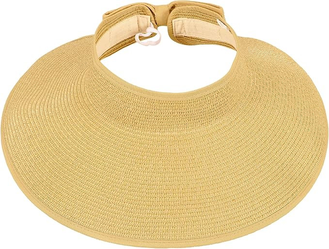 Sun Hats for Women Fashionable Womens Wide Brim Hat Roll-up Straw Sun Visor Hat | Amazon (US)