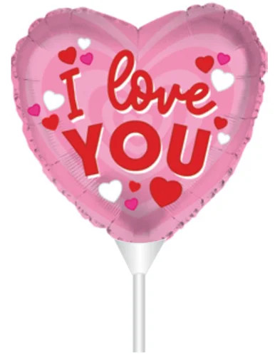 Val26 ILY Red on Pink Stick Balloons | Walmart (US)