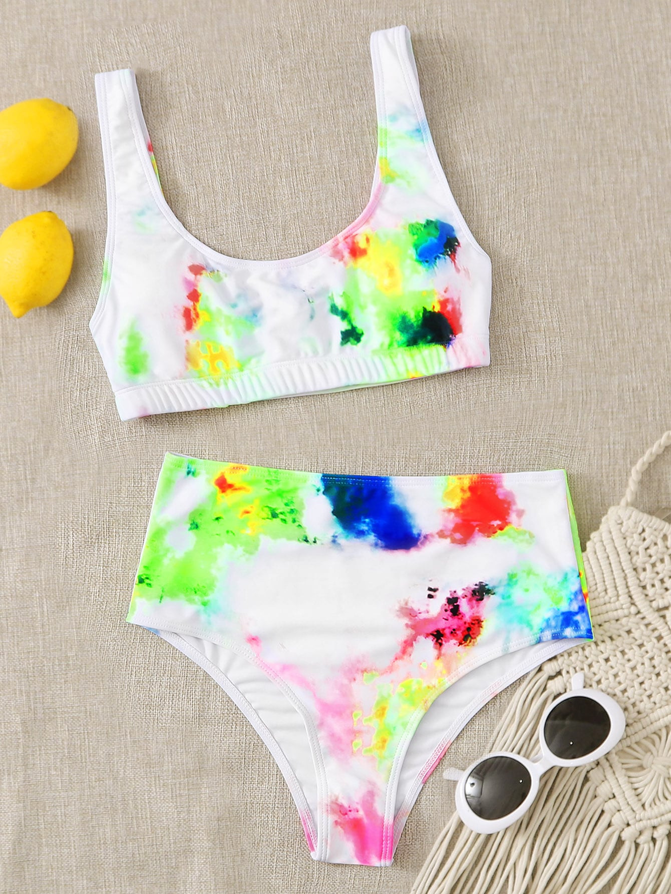Tie Dye High Waisted Bikini Swimsuit | SHEIN