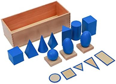Montessori Toys for 3+ Year Old Blue Geometric Solids Blocks Set 3D Wooden Geometric Shapes Math ... | Amazon (US)