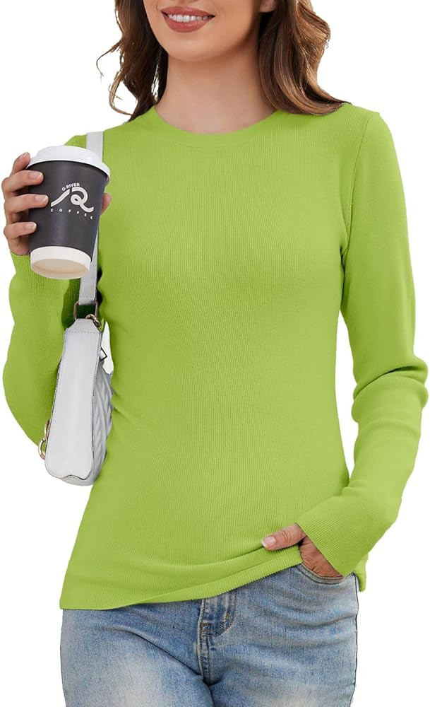 Stretchy Tight Sweater for Women Fitted Undershirt Lightweight Crewneck Long Sleeve Layering Tops... | Amazon (US)