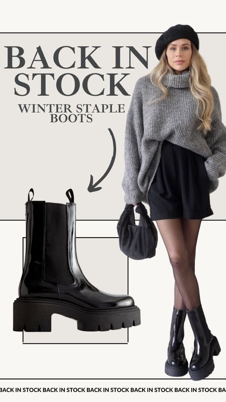 My favorite patent lug boots are back in stock! 