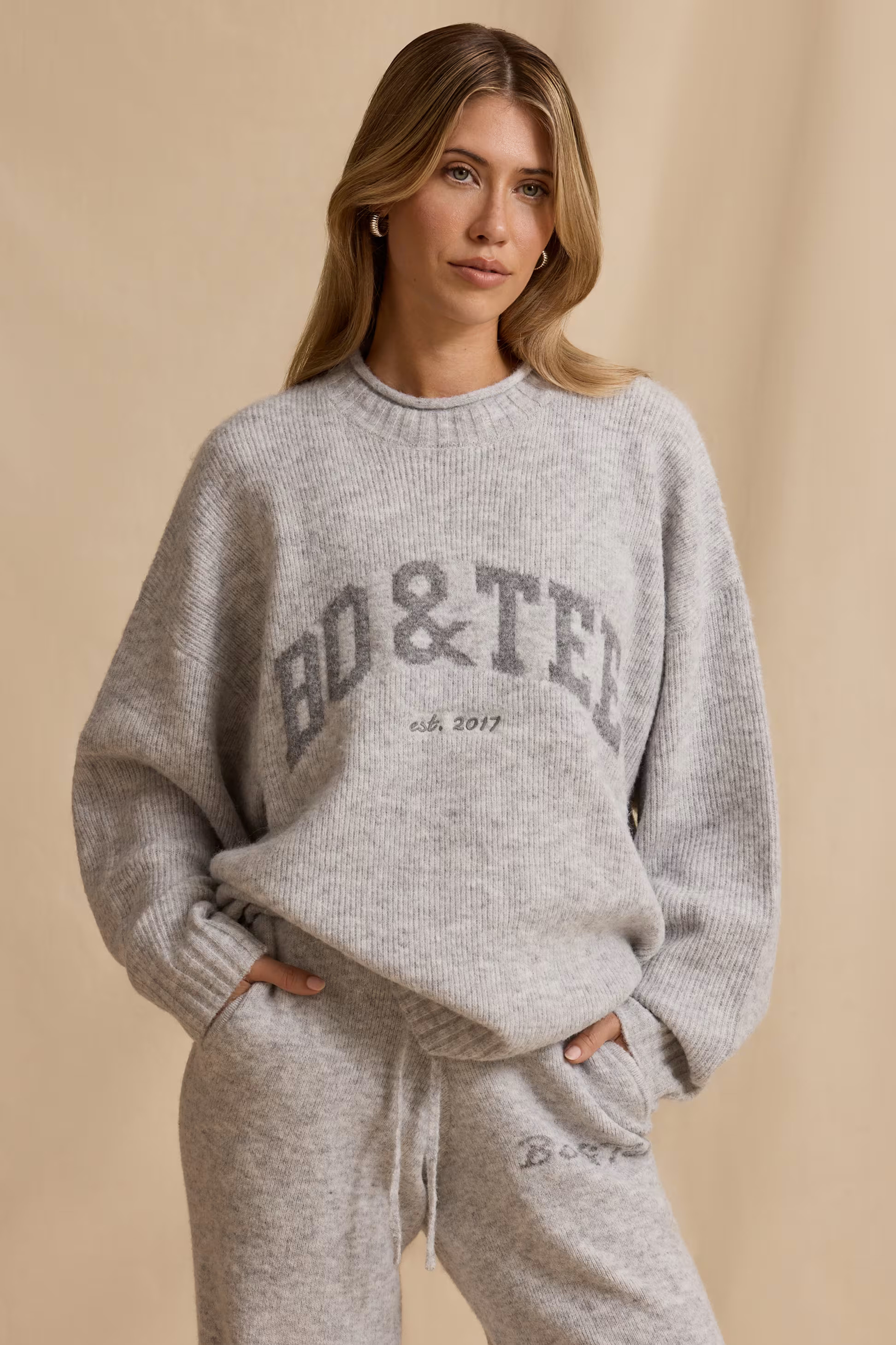 Oversized Knit Jumper in Ice Marl | Bo&Tee