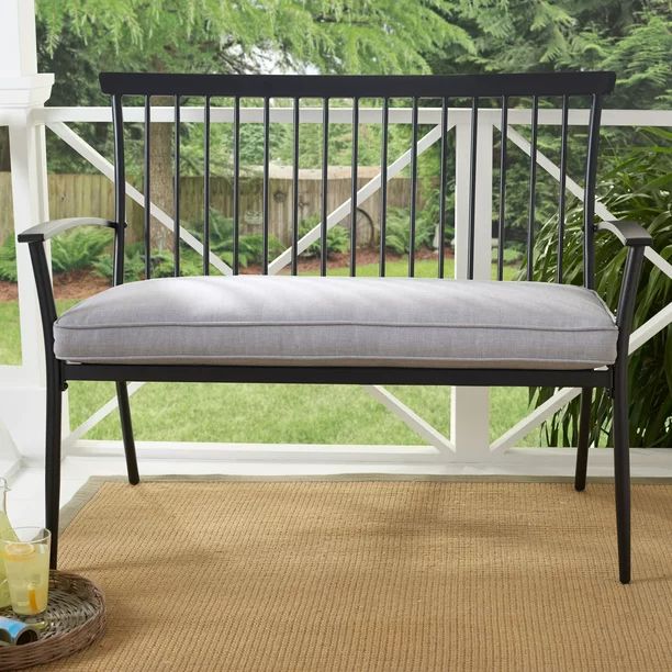 Better Homes & Gardens Shaker Patio Bench with Gray Cushion | Walmart (US)