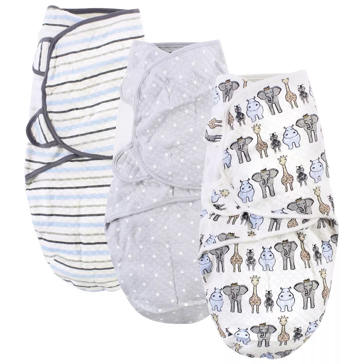 Hudson Baby Infant Boy Quilted Cotton Swaddle Wrap 3pk, Royal Safari, 0-3 Months | Target