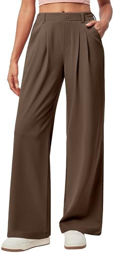 IUGA Wide Leg Pants Woman Pull on Stretchy Work Dress Pants High Waisted Business Casual Trousers... | Amazon (US)