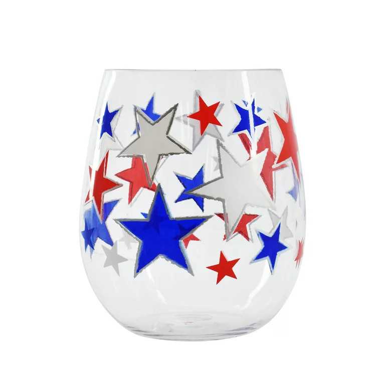 Patriotic Red, White & Blue Plastic Stemless Wine Glass, Way to Celebrate | Walmart (US)