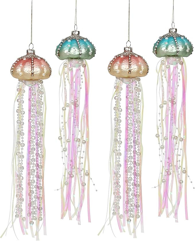 Glass Jellyfish Christmas Ornaments, 4Pcs 14.2Inch Multicolor Jellyfish Christmas Hanging Pendant... | Amazon (CA)