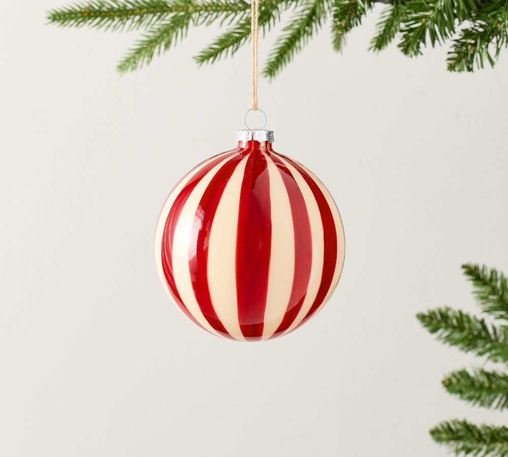 Candy Stripe Ball Ornament, Pottery Barn Peppermint Ball, Holiday Ornaments, Home Holiday Decor | Pottery Barn (US)