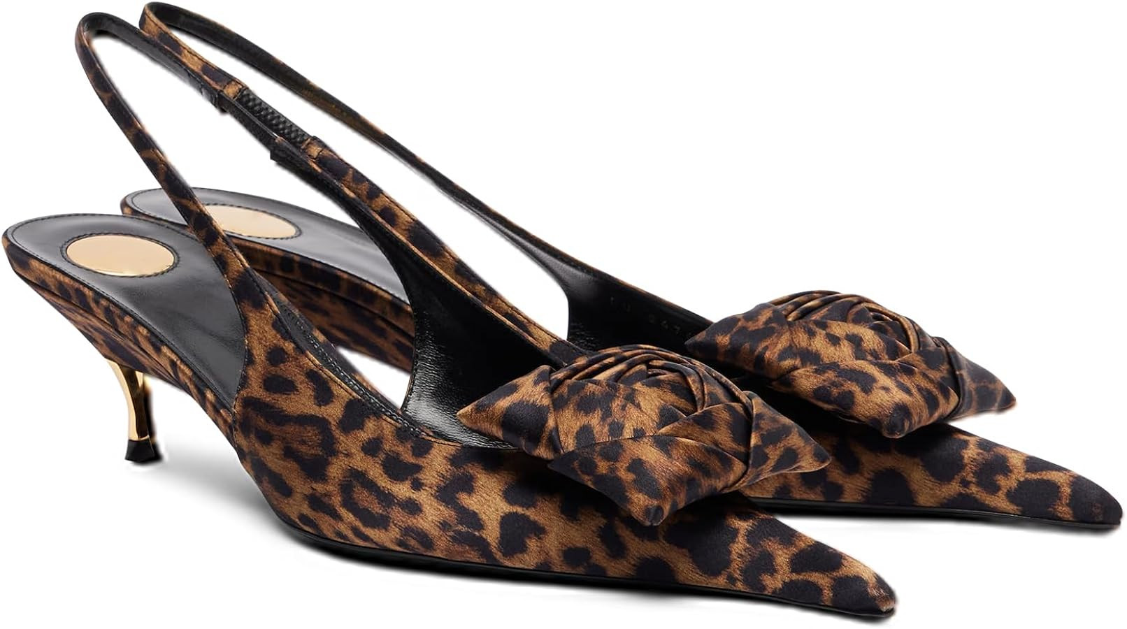 Women's Slingback Heels Floral Appliqué Pointed Toe Kitten Heels Comfortable Adjustable Satin St... | Amazon (US)