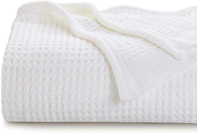 Bedsure 100% Cotton Blankets Twin XL Size for Bed - 405GSM Waffle Weave Blankets for All Seasons,... | Amazon (US)
