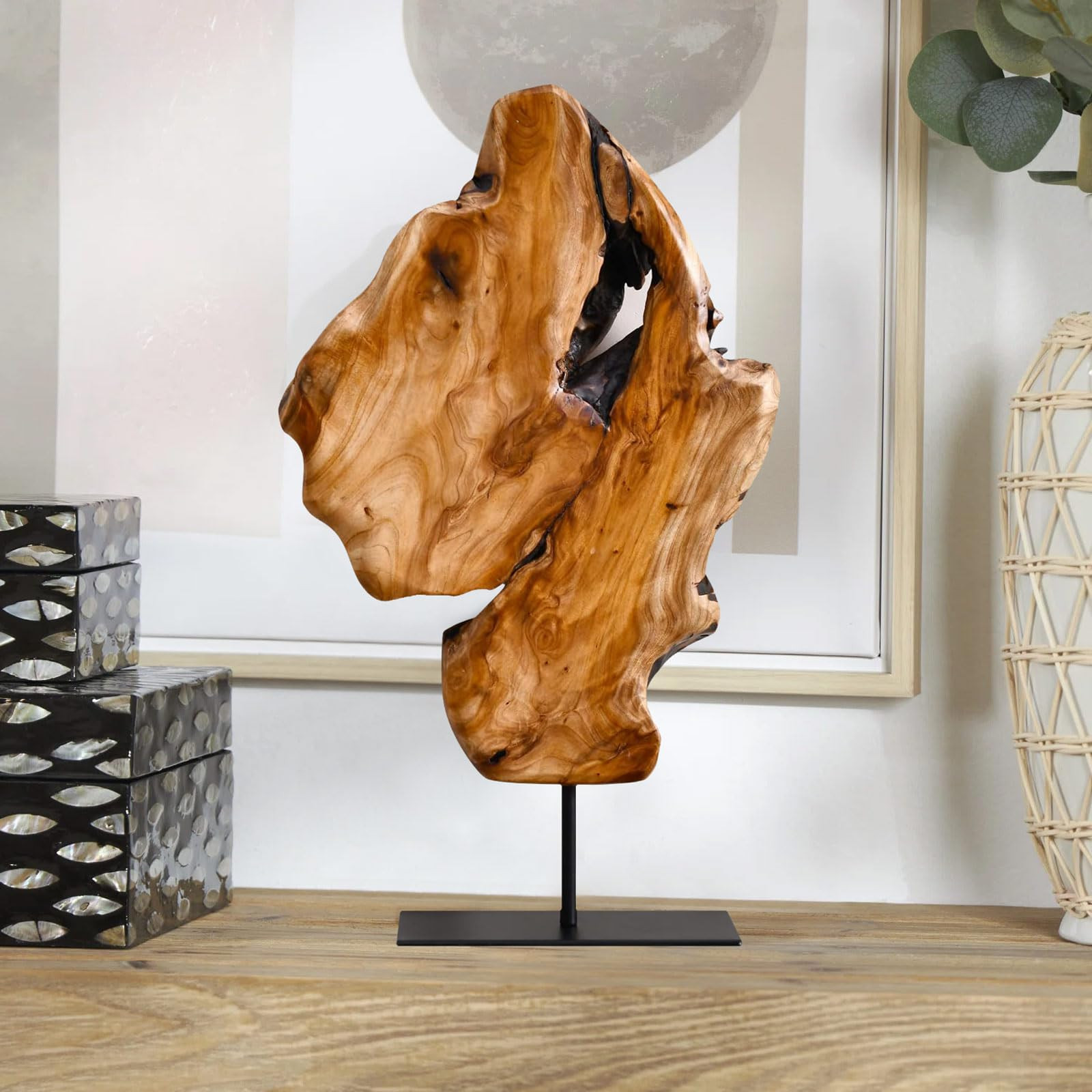 WELLAND Irregular Cedar Wood Root Sculpture Decoration, Natural Edge Tabletop Statues, Handmade O... | Amazon (US)