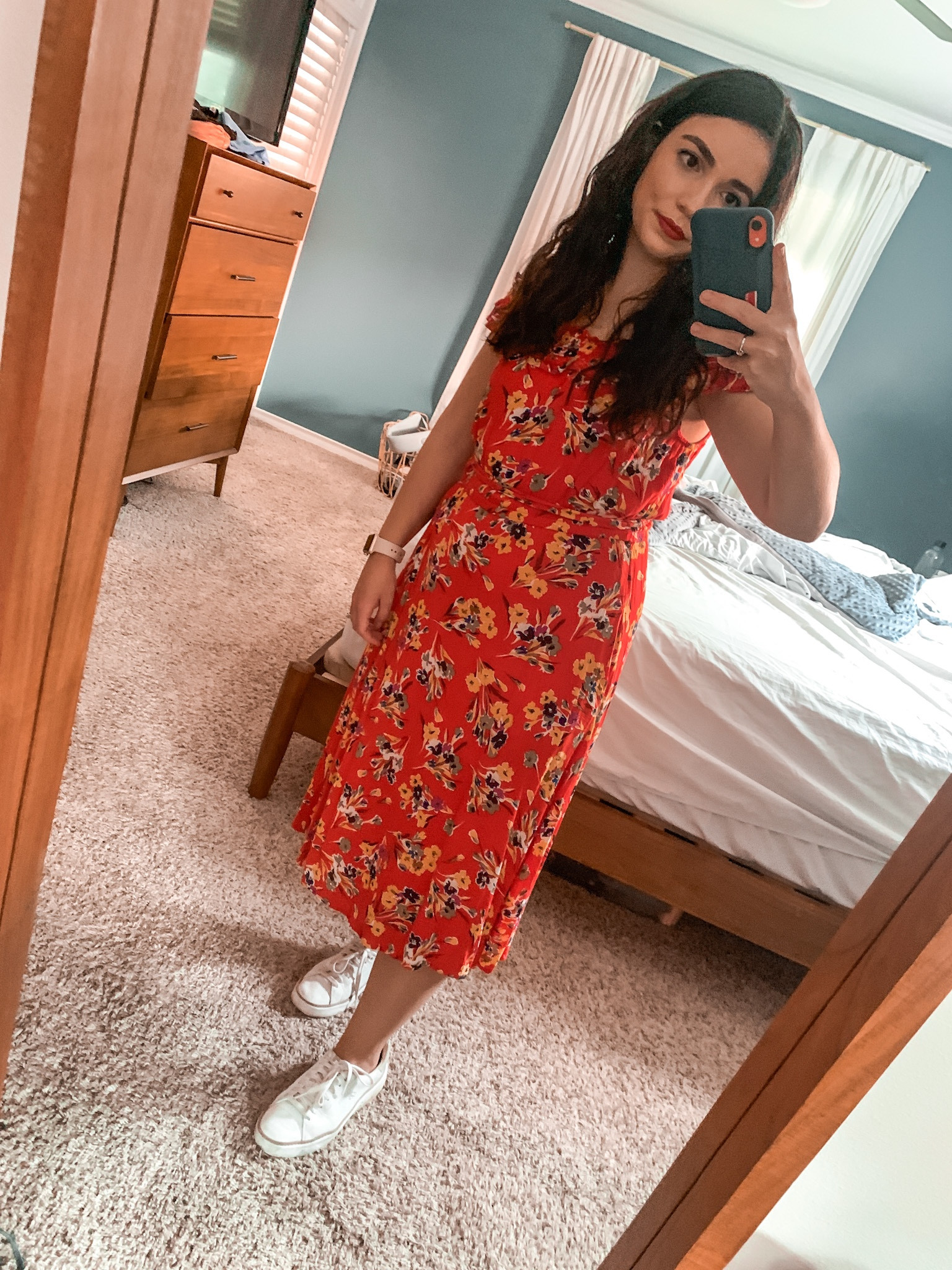 Nothing like putting on your fav dress, red lipstick 💄 and some comfy kicks for a night out! Could wear these shoes every day - literally go with everything.  #redlipstick #reddress 

#LTKbeauty #LTKcurves