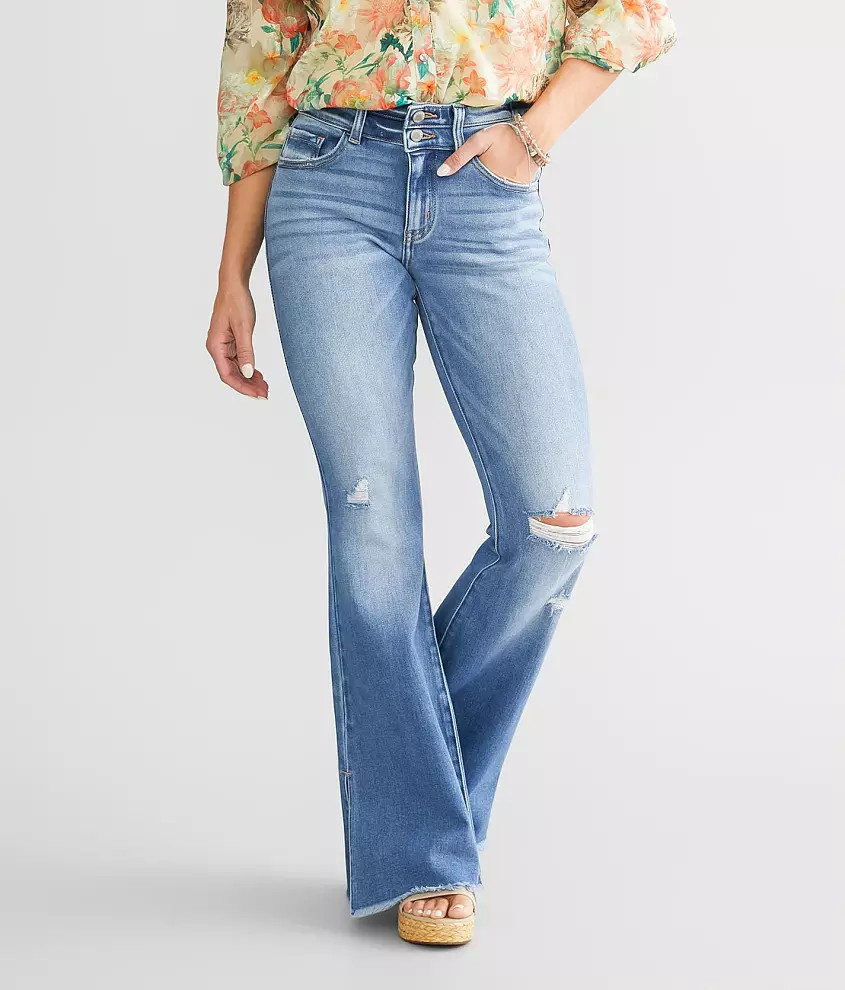 Signature Kurvy Mid-Rise Split Flare Stretch Jean | Buckle