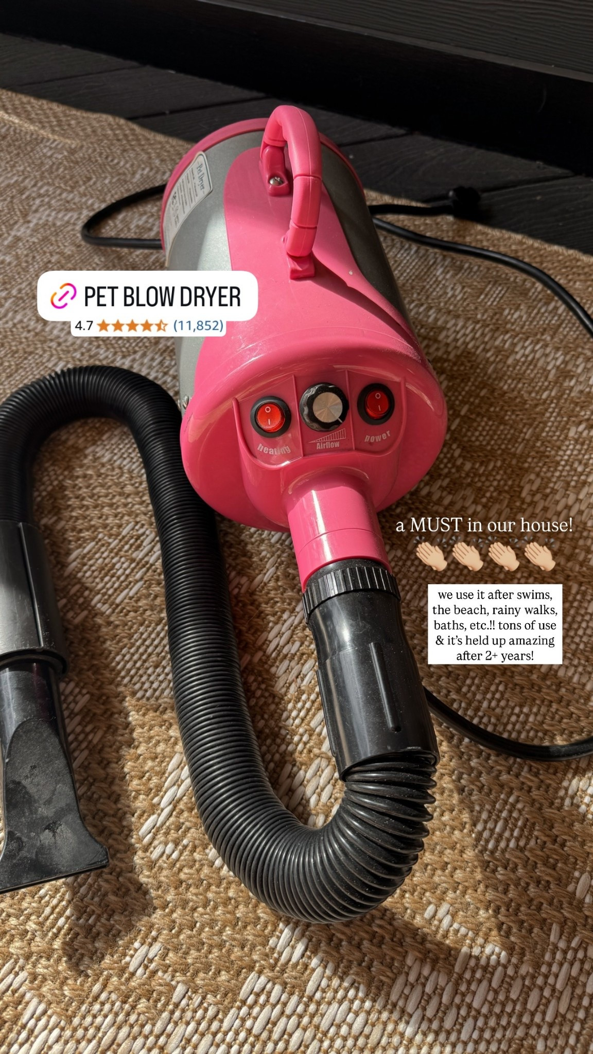 Dog mama MUST in our house! 👏🏼👏🏼👏🏼👏🏼 our blow dryer! we use it after swims, the beach, rainy walks, baths, etc.!! tons of use & it’s held up amazing after 2+ years! 

Golden retriever / pet essentials / Amazon finds / dog mom / Holley Gabrielle 



#LTKPets #LTKFindsUnder100 #LTKSwim