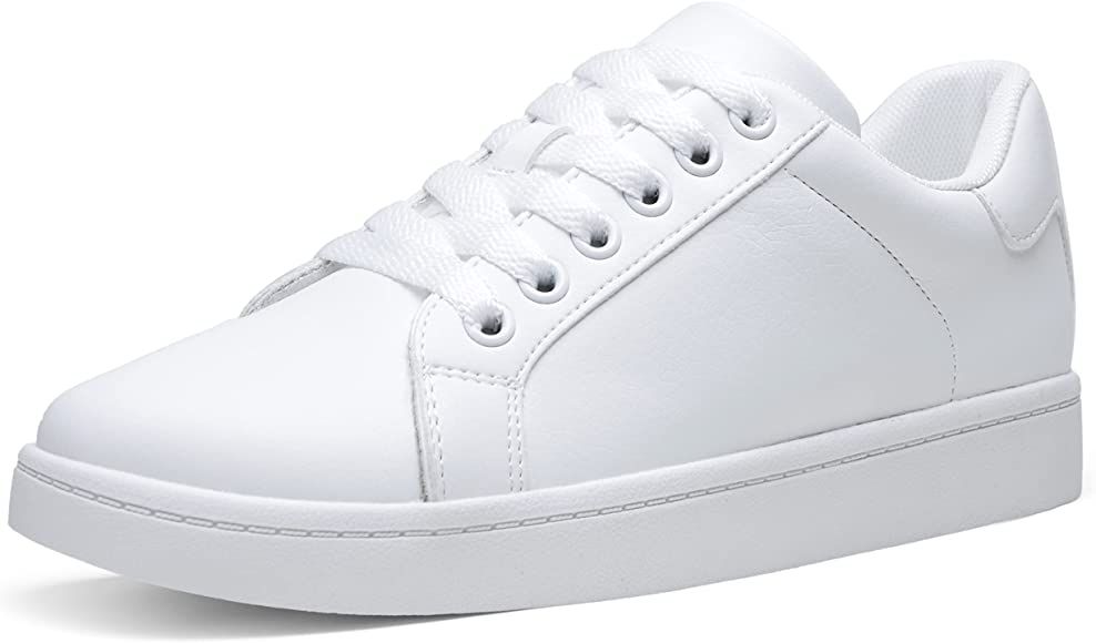 Vepose Women's Fashion Sneakers Lace Up Walking Shoes White Sneaker for Women | Amazon (US)