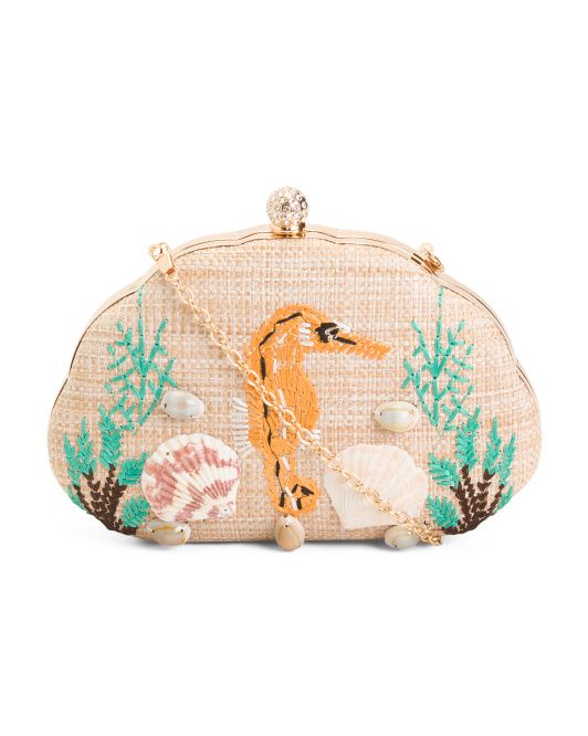 Embroidered Sea Horse Clutch | TJ Maxx