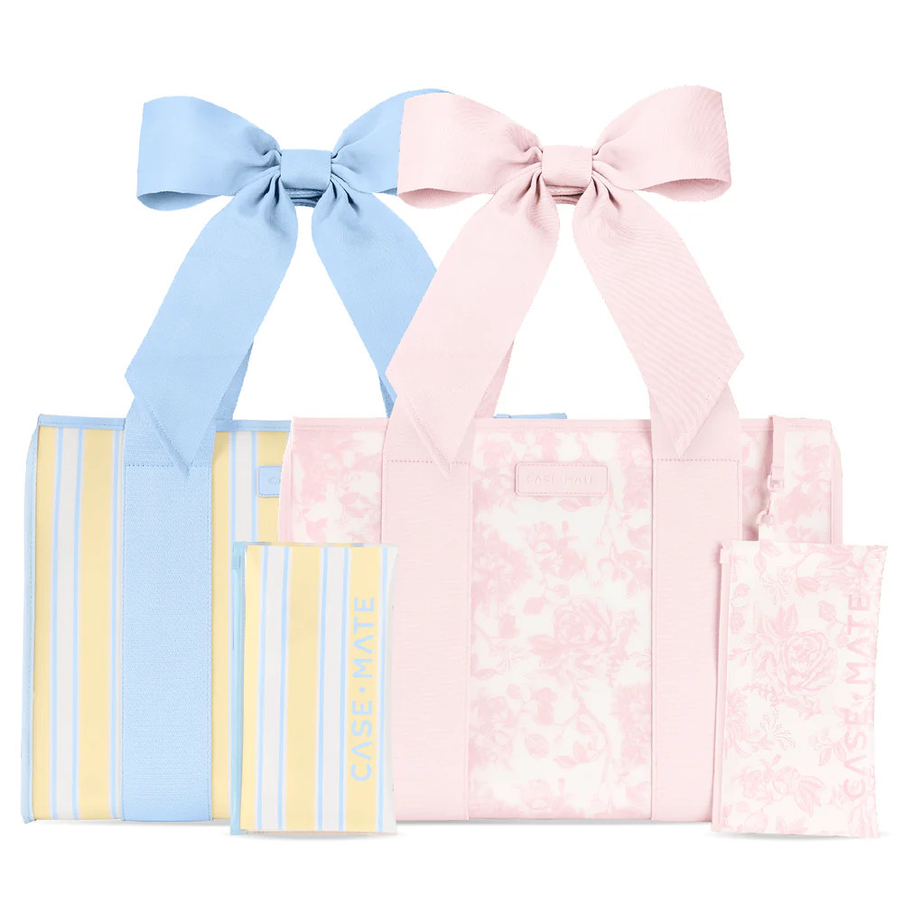 The Tote Duo- Ballet Pink Afternoon Ros\u00e9 Bow & Cabana Stripe Bow | Case-Mate
