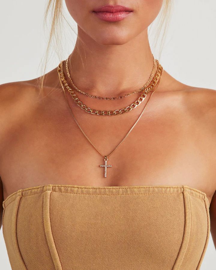 Eternity Layered Cross Pendant Necklace | VICI Collection