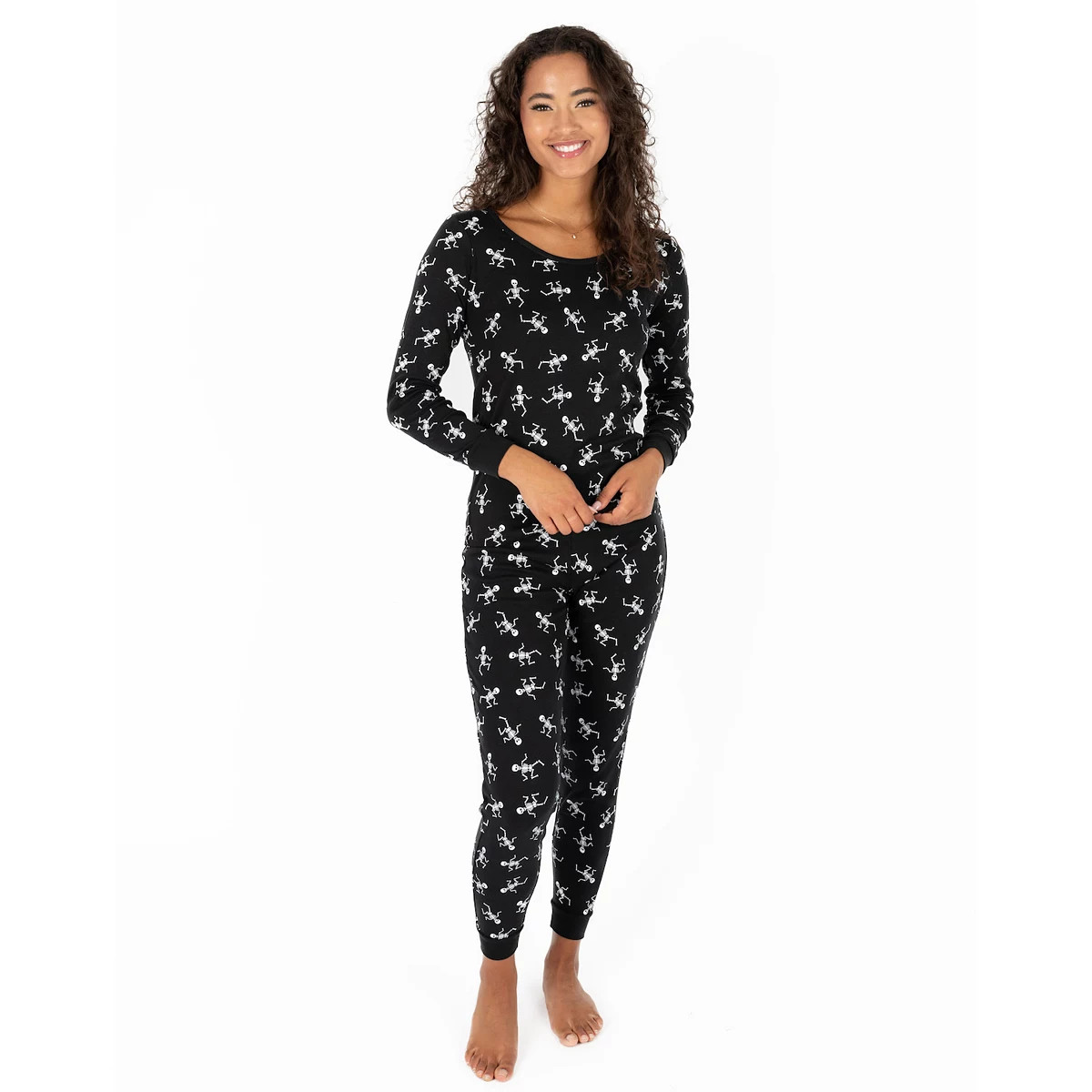 Leveret Womens Two Piece Cotton Pajamas Skeleton Black | Kohl's