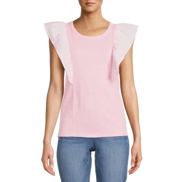 Time and Tru Women's Flutter Sleeve Tank Top - Walmart.com | Walmart (US)