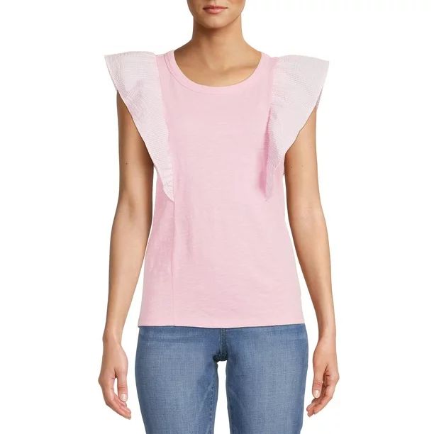 Time and Tru Women's Flutter Sleeve Tank Top | Walmart (US)